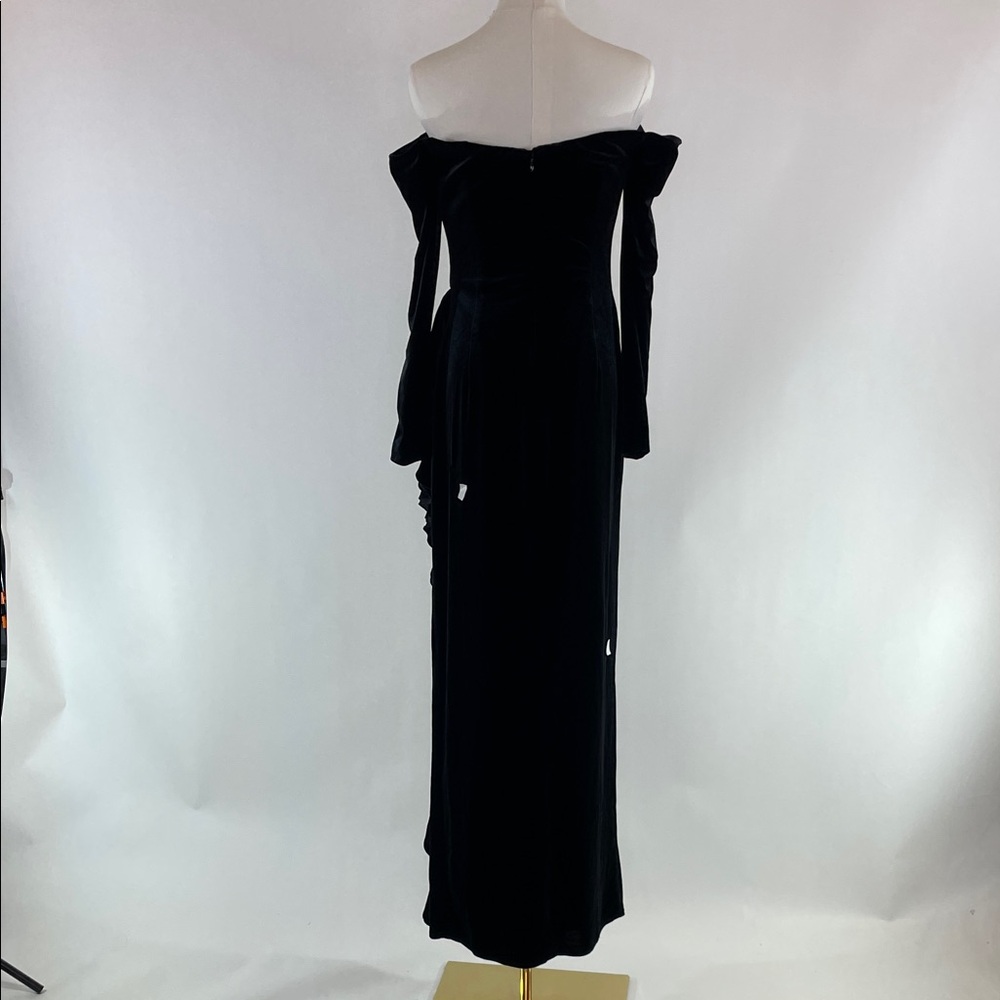 Badgley Mischka Draped Velvet Ruffle Gown, 4 - Picture 10 of 17